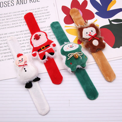 Plush Elk Snowman Circle Bracelet, Christmas Clap Bracelet for Kids, New Year Decor Wrist Band