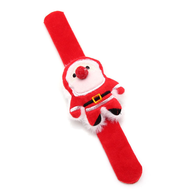 Plush Elk Snowman Circle Bracelet, Christmas Clap Bracelet for Kids, New Year Decor Wrist Band