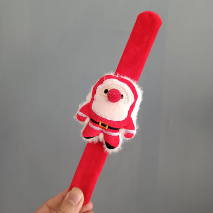 Plush Elk Snowman Circle Bracelet, Christmas Clap Bracelet for Kids, New Year Decor Wrist Band