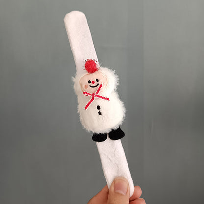Plush Elk Snowman Circle Bracelet, Christmas Clap Bracelet for Kids, New Year Decor Wrist Band