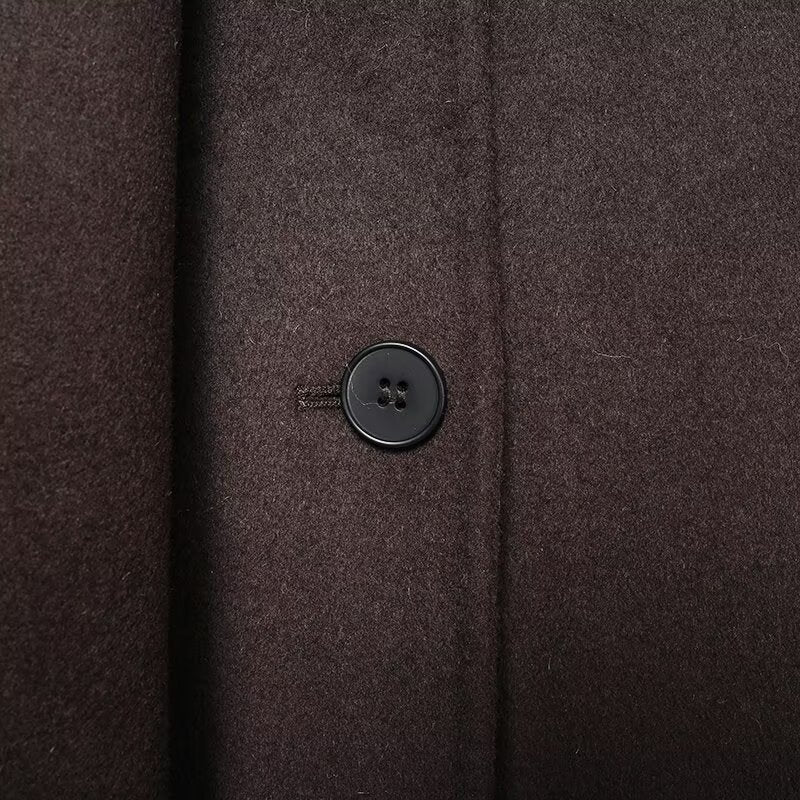 Chocolate Brown Scarf Jacket Women Loose Thick Warm Coat Autumn Winter Casual Office Lady Outwear 1