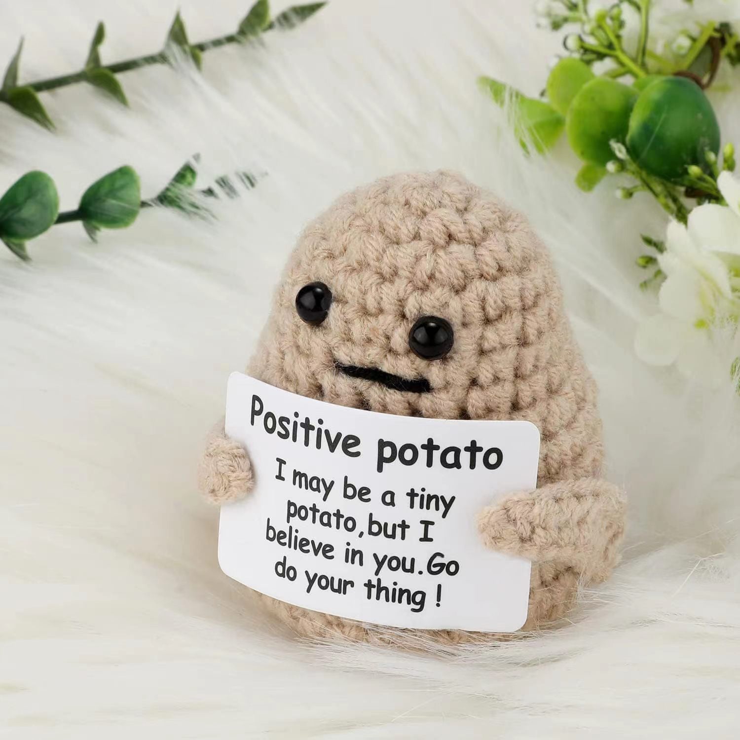 Positive Energy Cute Handwoven Potato Doll, Plush Knitting Room Decoration, Funny Birthday and Christmas Gift
