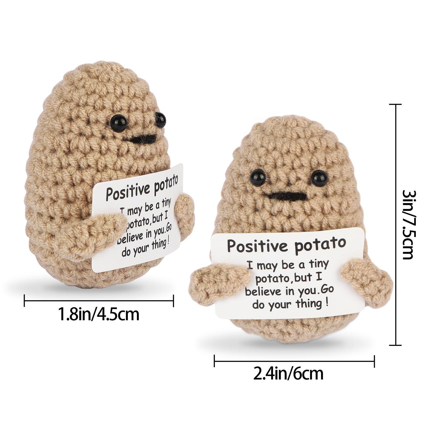 Positive Energy Cute Handwoven Potato Doll, Plush Knitting Room Decoration, Funny Birthday and Christmas Gift