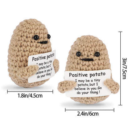 Positive Energy Cute Handwoven Potato Doll, Plush Knitting Room Decoration, Funny Birthday and Christmas Gift