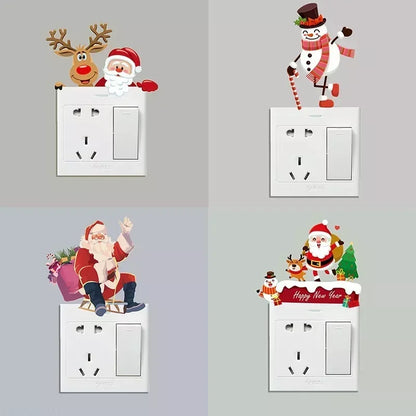 Decorative Removable Wall Stickers, Xmas Wall Switch Stickers, New Year Christmas Decoration