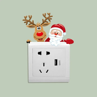 Decorative Removable Wall Stickers Xmas Wall Switch Stickers New Year Christmas Decoration 3