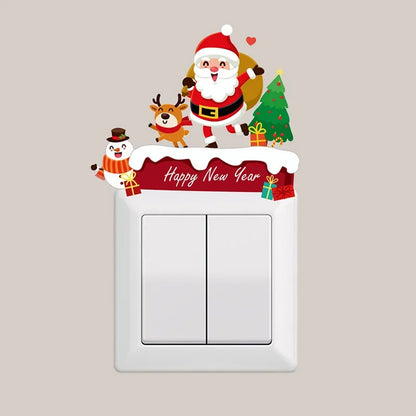 Decorative Removable Wall Stickers Xmas Wall Switch Stickers New Year Christmas Decoration 5