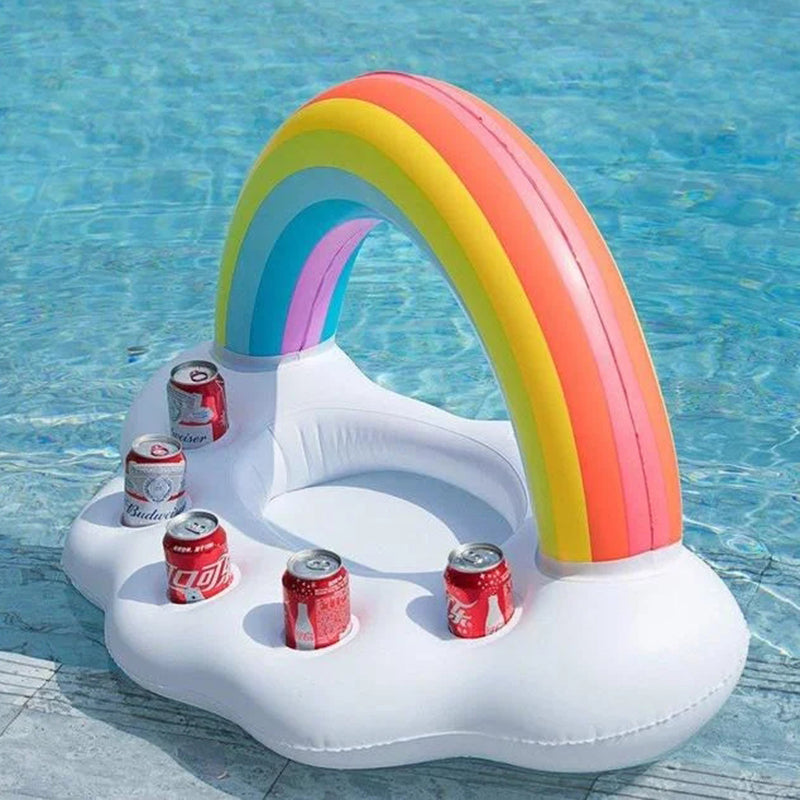 Rainbow Inflatable Toys Beer Drinking Cooler Table Tray Pool Party Float Summer Beach Ring 6