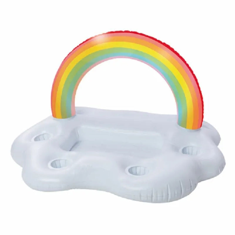 Rainbow Inflatable Toys Beer Drinking Cooler Table Tray Pool Party Float Summer Beach Ring 5
