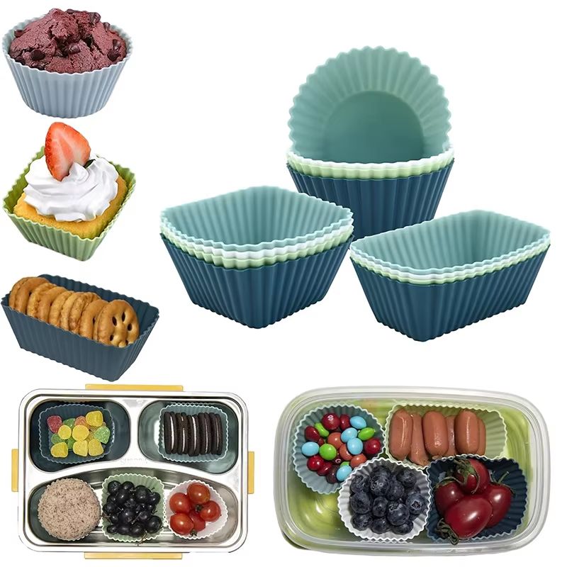 Silicone Cupcake Baking Cups 4/10/12 Pcs – Reusable Non-Stick Muffin Liners for Baking Desserts and Snacks