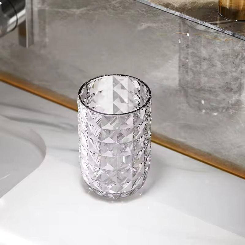 Light Luxury Transparent Mouthwash Cup With Glacier Pattern  Toothbrush Cup For Home  Couples 6