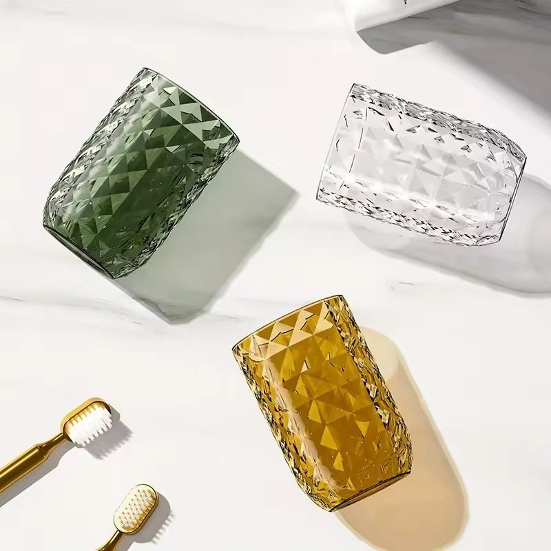 Light Luxury Transparent Mouthwash Cup With Glacier Pattern  Toothbrush Cup For Home  Couples 1