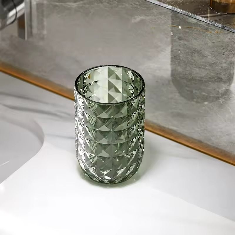 Light Luxury Transparent Mouthwash Cup With Glacier Pattern  Toothbrush Cup For Home  Couples 5