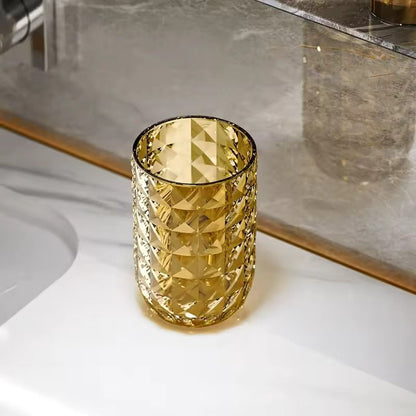 Light Luxury Transparent Mouthwash Cup With Glacier Pattern  Toothbrush Cup For Home  Couples 7