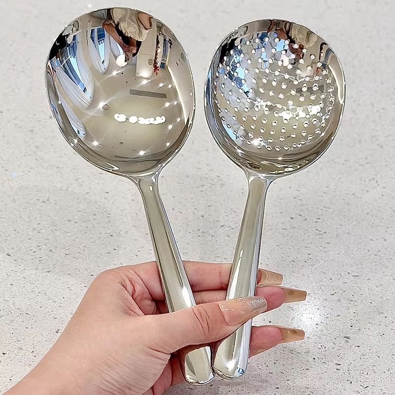 Stainless Steel Ladle With Drain Holes And Heat Insulated Handle  Soup Rice Serving Spoon For Daily 2
