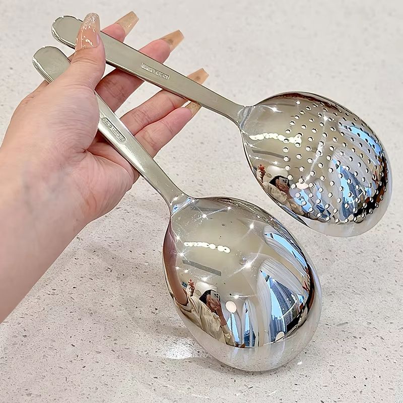 Stainless Steel Ladle With Drain Holes And Heat Insulated Handle  Soup Rice Serving Spoon For Daily 3