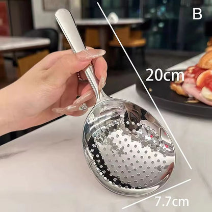 Stainless Steel Ladle With Drain Holes And Heat Insulated Handle  Soup Rice Serving Spoon For Daily 6