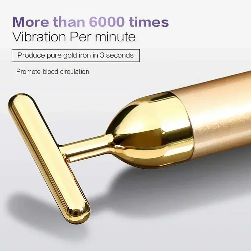 24K Gold Beauty Bar Electric Face Massager With Rose Quartz  3D Roller Set 2