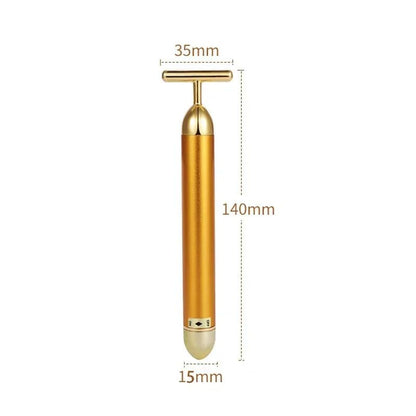 24K Gold Beauty Bar Electric Face Massager With Rose Quartz  3D Roller Set 6