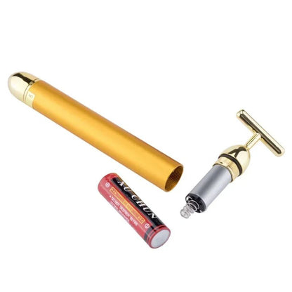 24K Gold Beauty Bar Electric Face Massager With Rose Quartz  3D Roller Set 4