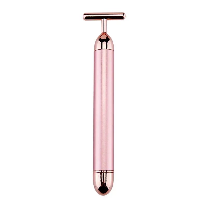 24K Gold Beauty Bar Electric Face Massager With Rose Quartz  3D Roller Set 8