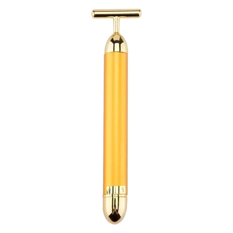 24K Gold Beauty Bar Electric Face Massager With Rose Quartz  3D Roller Set 10