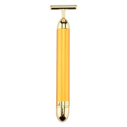 24K Gold Beauty Bar Electric Face Massager With Rose Quartz  3D Roller Set 10