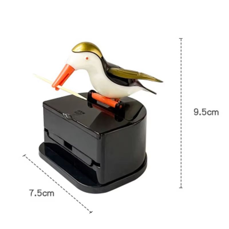 Cartoon Bird Automatic Toothpick Dispenser  Cute PushButton Toothpick Holder For Kitchen And Dining 5