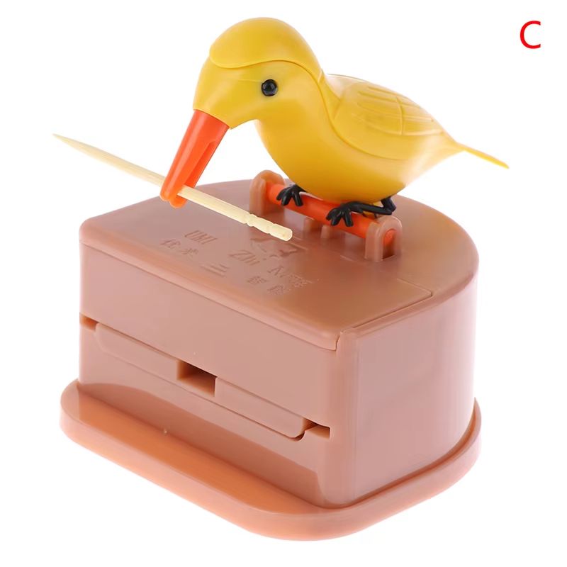 Cartoon Bird Automatic Toothpick Dispenser  Cute PushButton Toothpick Holder For Kitchen And Dining 12