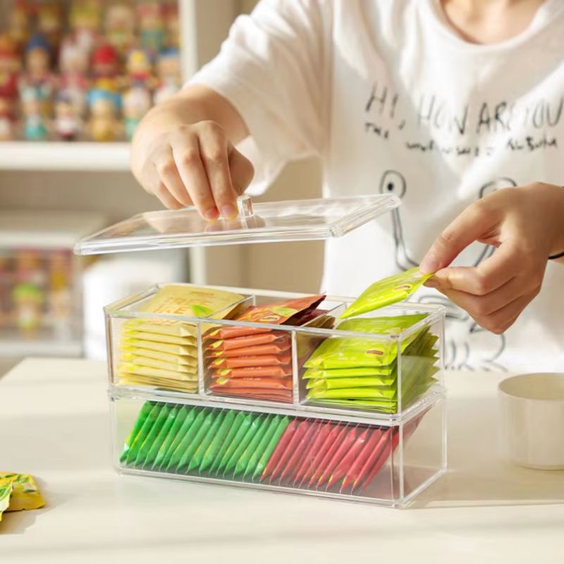 Transparent Storage Box For Sugar Bags Tea Snack Storage And Trash Container Organizer 2