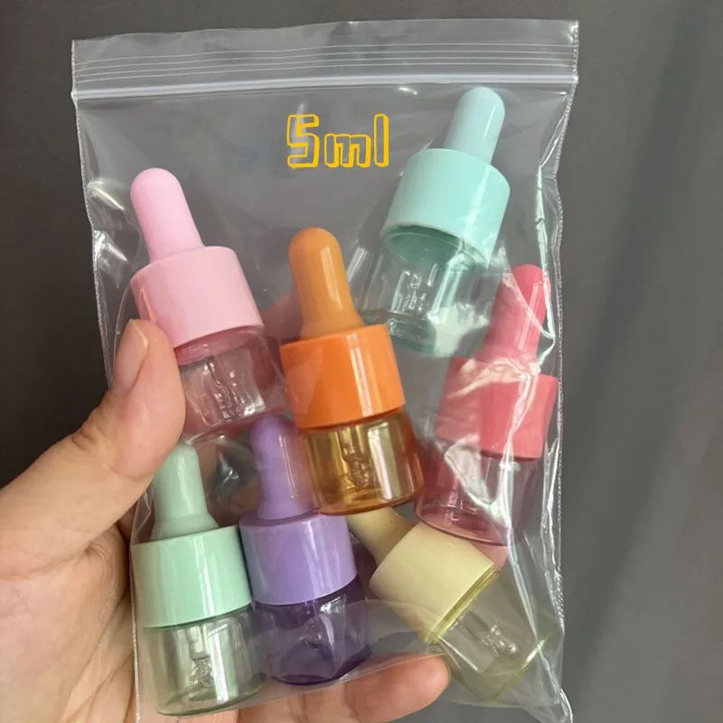 Portable Refillable Mini Dropper Bottle  5ml10ml Macaron Color Glass Vial 10
