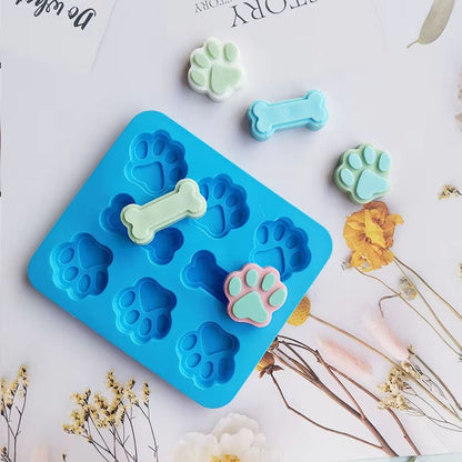 Dog Footprint Silicone Baking Mold – 3D Paw and Bone Cookie Cake Mold for Baking and Fondant