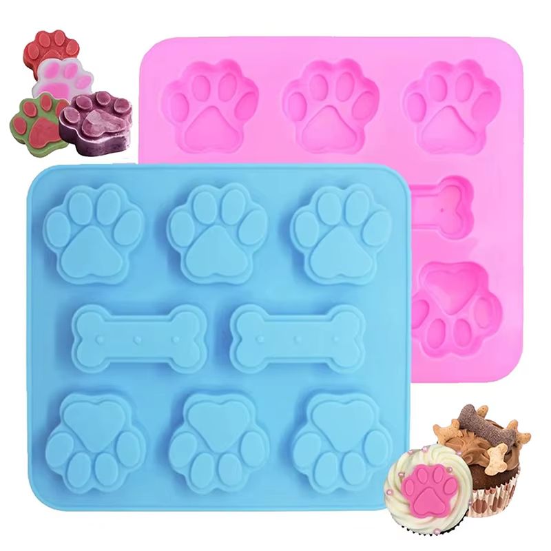 Dog Footprint Silicone Baking Mold  3D Paw And Bone Cookie Cake Mold For Baking And Fondant 1