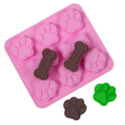 Dog Footprint Silicone Baking Mold  3D Paw And Bone Cookie Cake Mold For Baking And Fondant 3