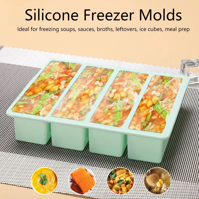 Giant Silicone Freezer Tray With Lid  Extra Large Food Storage And Freezing Mold 1