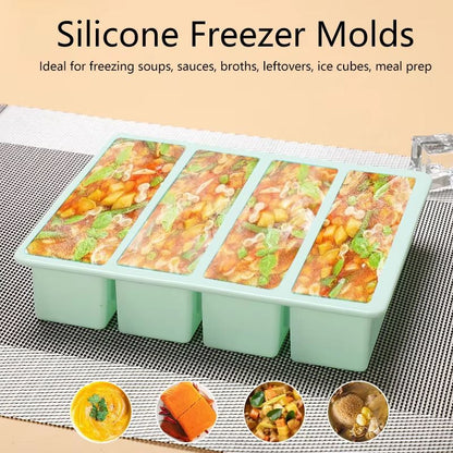 Giant Silicone Freezer Tray With Lid  Extra Large Food Storage And Freezing Mold 1