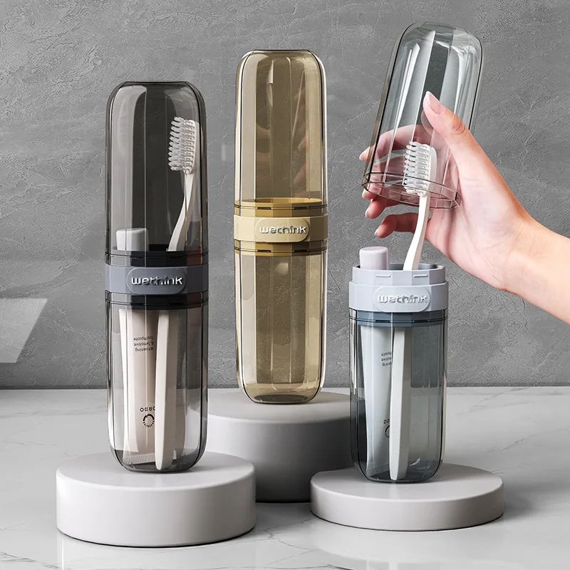 Portable Toothbrush Storage Box & Mouthwash Cup Travel Toiletry Set