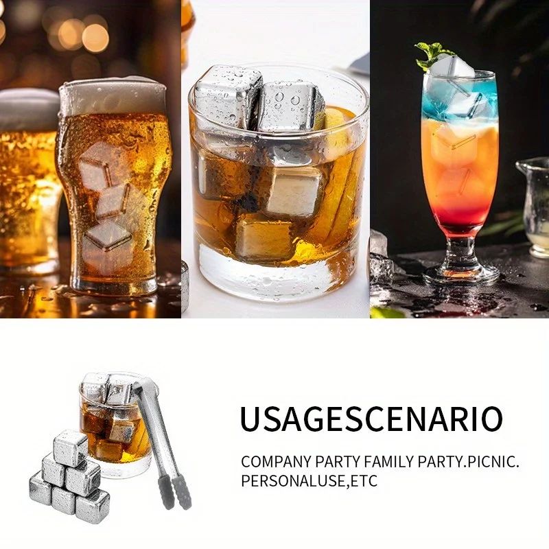 Stainless Steel Whiskey Stones  Reusable Ice Cubes For Whisky Beer  Wine 468 PCS 3