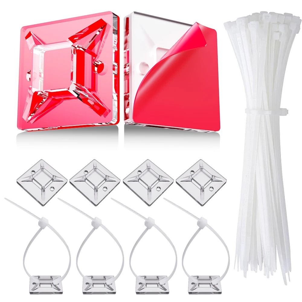 Nylon Self Adhesive Cable Tie Organizer Set Reusable Wire Management Fixers