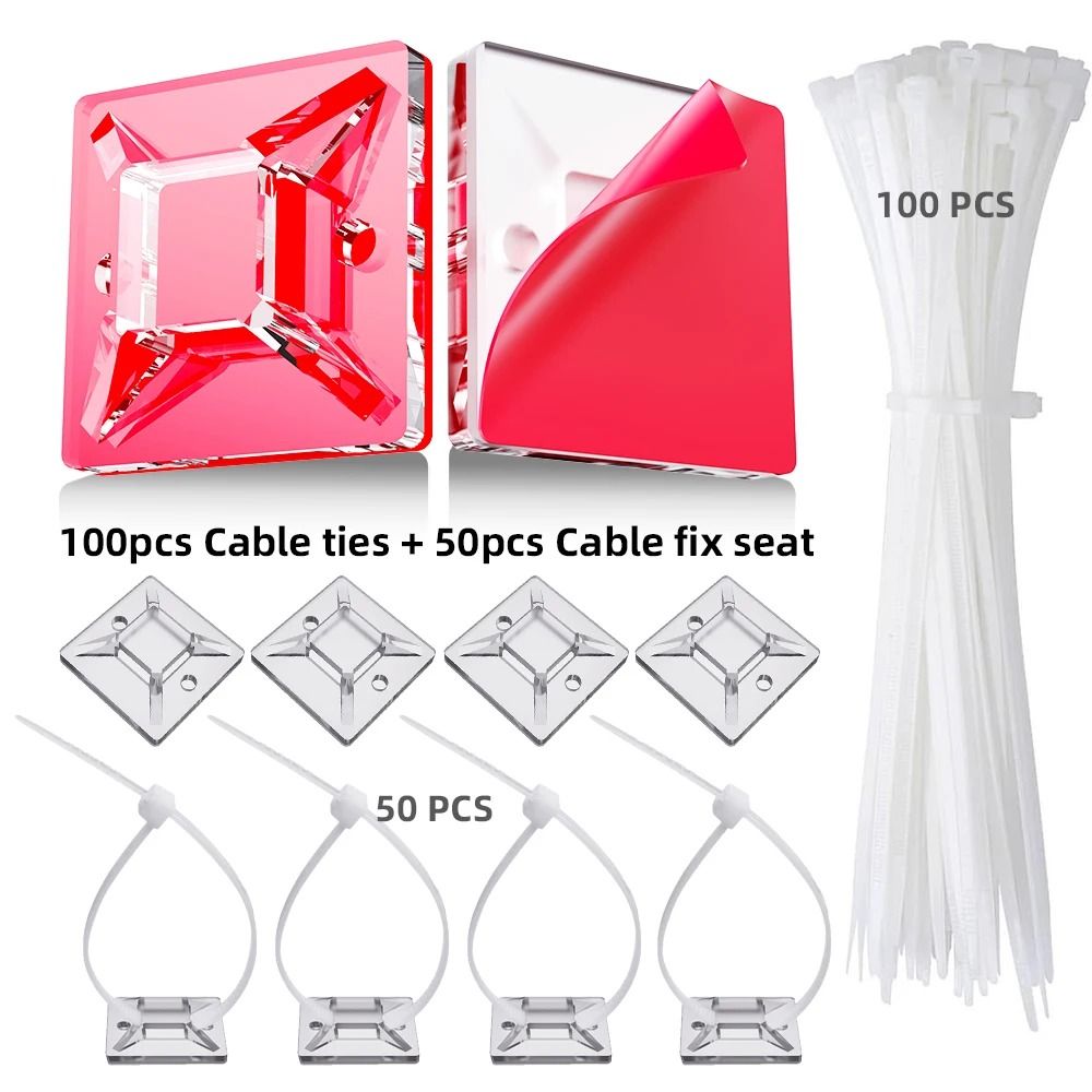 Nylon Self Adhesive Cable Tie Organizer Set Reusable Wire Management Fixers 7