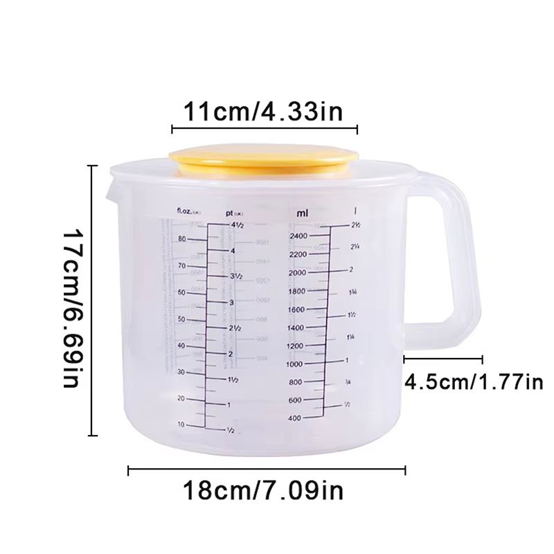 Large Capacity Baking Measuring Cup 25 L Mixing Cup With Lid  Transparent Plastic Kitchen Measuring 6