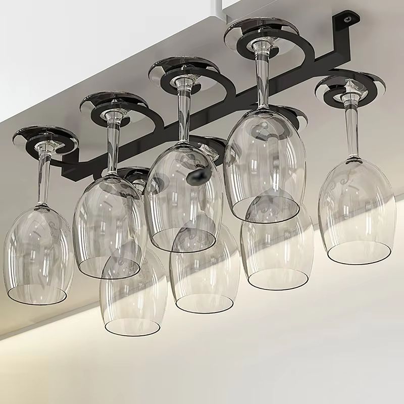 Metal Wine Glass Rack 4/8/12 Cup Stemware Hanging Holder for Cabinets Bars Kitchens