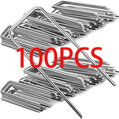 U-Type Galvanized Turf Staples – Landscape Sod Pins for Securing Artificial Grass & Garden Fencing