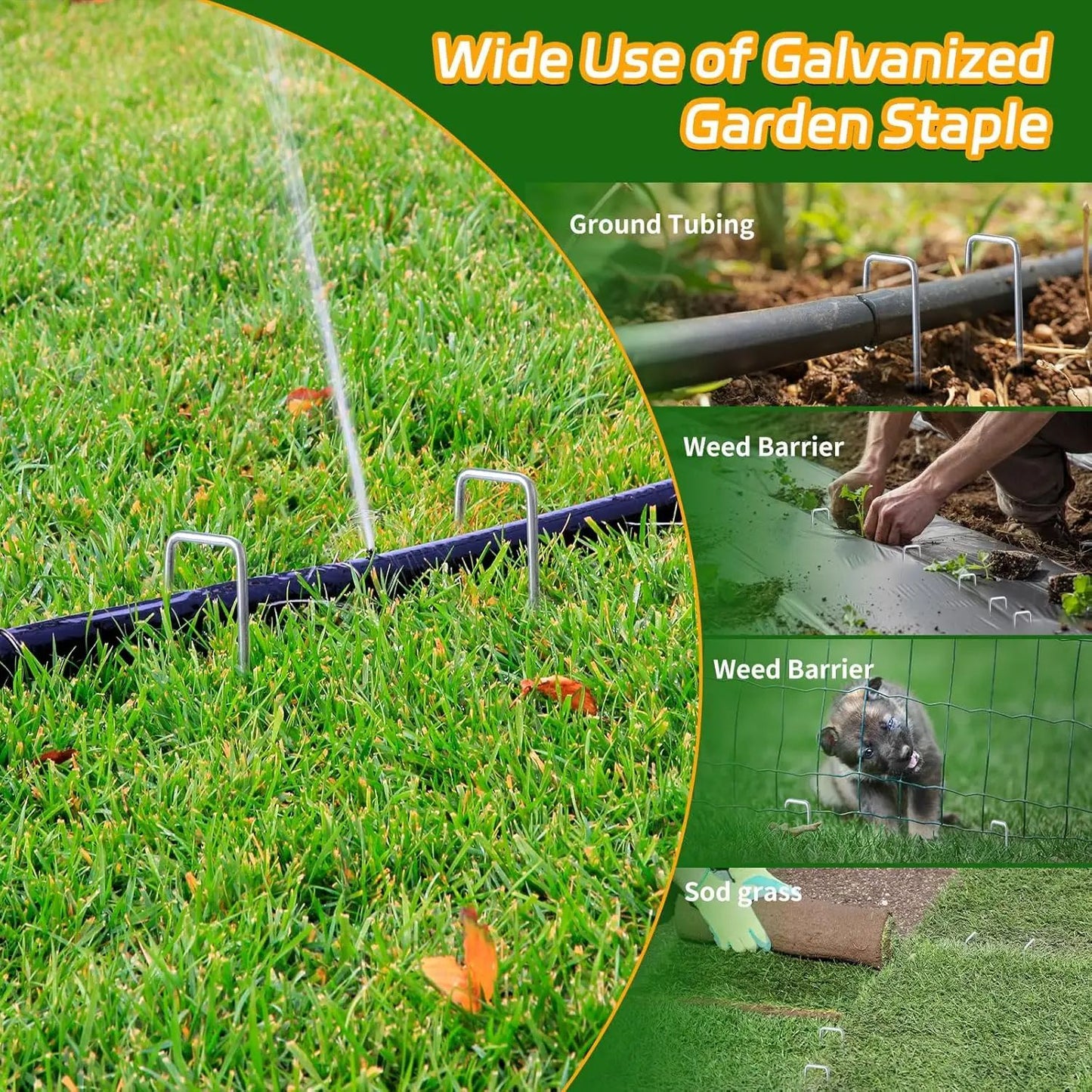 UType Galvanized Turf Staples  Landscape Sod Pins For Securing Artificial Grass  Garden Fencing 4
