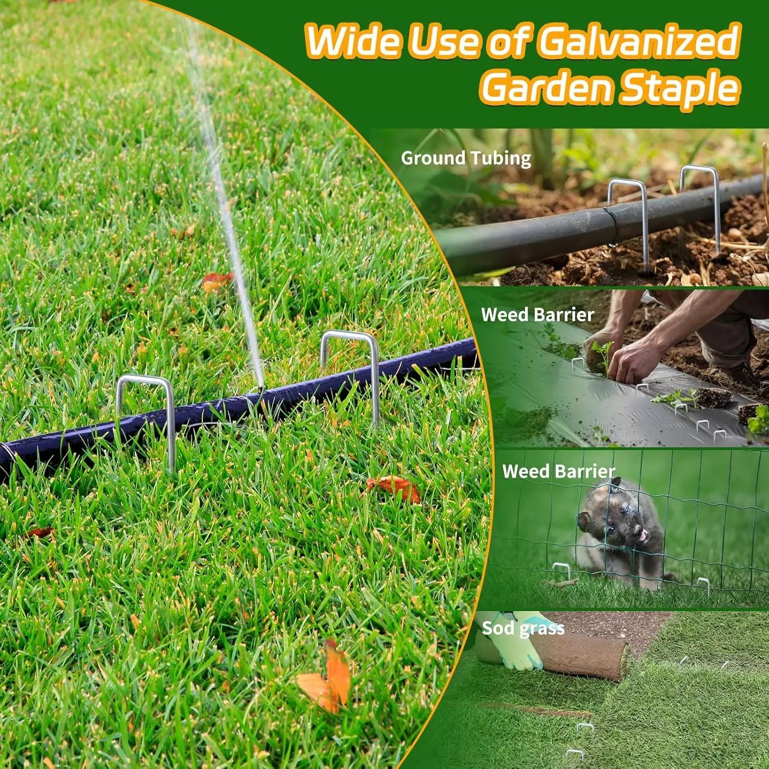 UType Galvanized Turf Staples  Landscape Sod Pins For Securing Artificial Grass  Garden Fencing 4