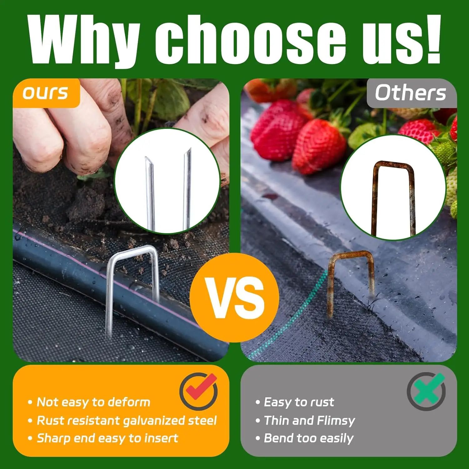 UType Galvanized Turf Staples  Landscape Sod Pins For Securing Artificial Grass  Garden Fencing 5