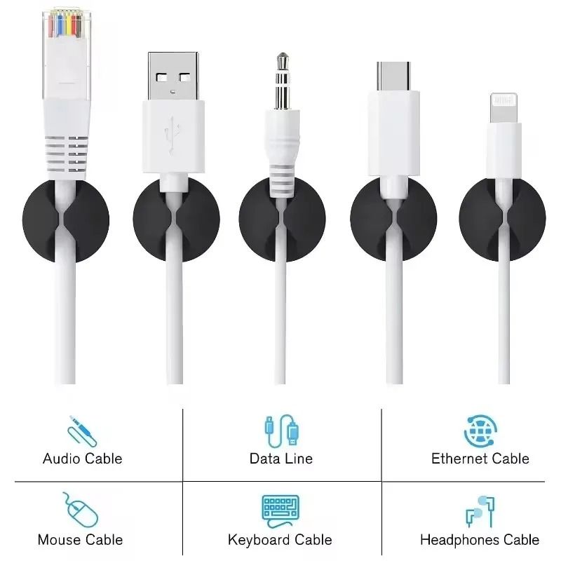 Mini Cable Winder Organizer Set USB Cable Clips Desk Wire Holder