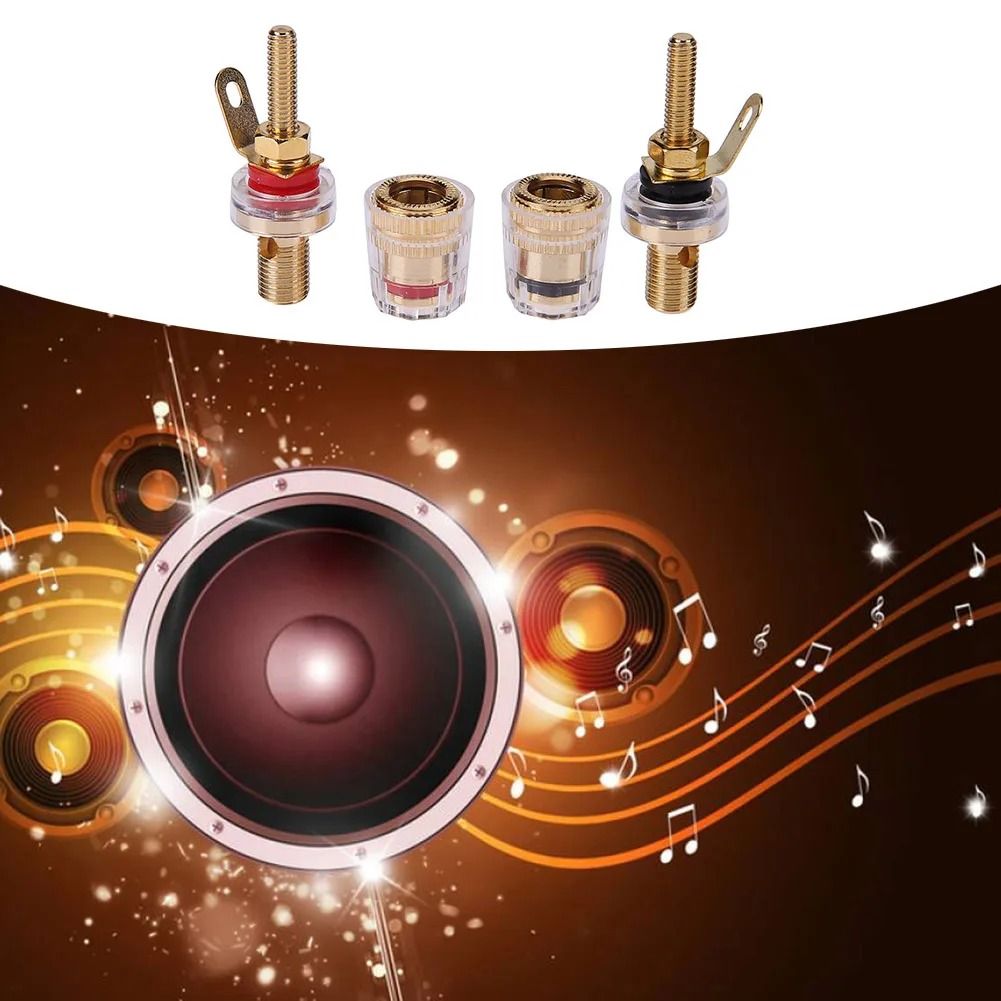 4mm Brass Speaker Binding Post Terminals For Banana Plugs 2 Piece Set 1