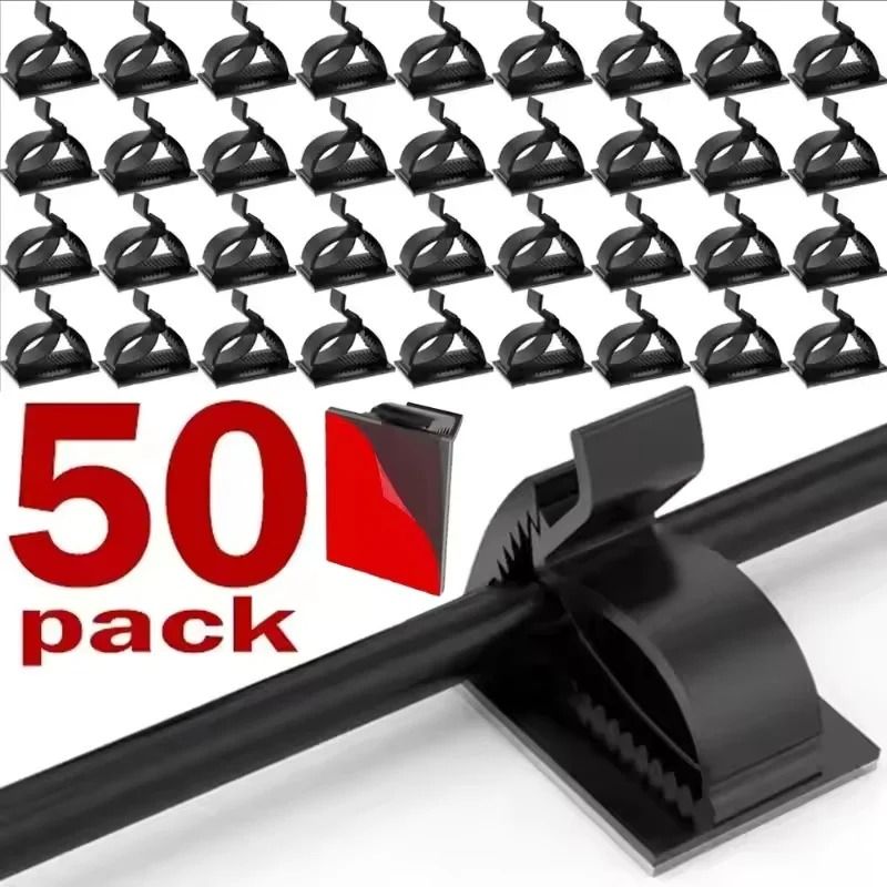 Self Adhesive Adjustable Cable Clips Wire Clamps Organizer Set 50 Piece