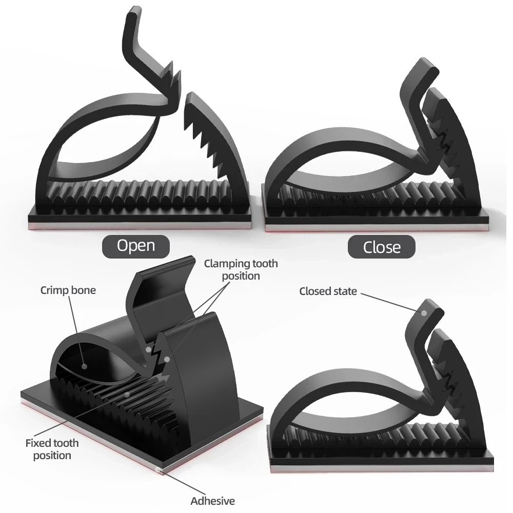 Self Adhesive Adjustable Cable Clips Wire Clamps Organizer Set 50 Piece 4